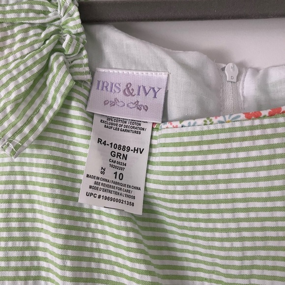 Iris & Ivy Girl's 2-Piece Striped Seersucker Dress & Hat Set - Picture 4 of 8